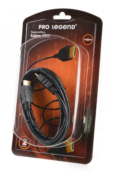 Кабель Pro Legend PL1120 HDMI 2m, версия 2.0, 3D, Ethernet, 4K BL1