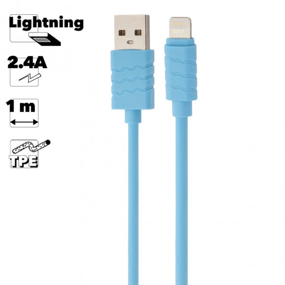 USB кабель "LP" для Apple iPhone, iPad 8-pin (синий, европакет)