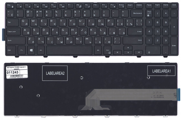Клавиатура для ноутбука Dell Inspiron 15-3000, 15-5000, 3551, Vostro 3546, Latitude 3550 с рамкой, черная (K-DEL-42-W8)