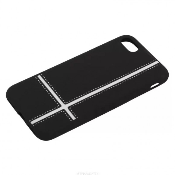 Силиконовая крышка LP для Apple iPhone 7, 8 (черная, белые пересекающиеся строчки (европакет))