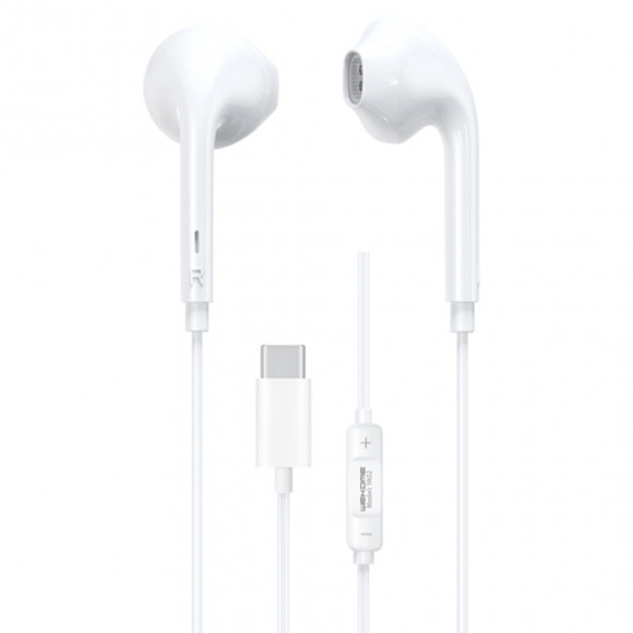Гарнитура WK YA02 USB Type-C, громкость +/-, вкладыши, 1.2м, белый