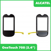 Сенсорное стекло (тачскрин) для Alcatel One Touch 708, черный Сенсорное стекло (тачскрин) для Alcatel One Touch 708, черный