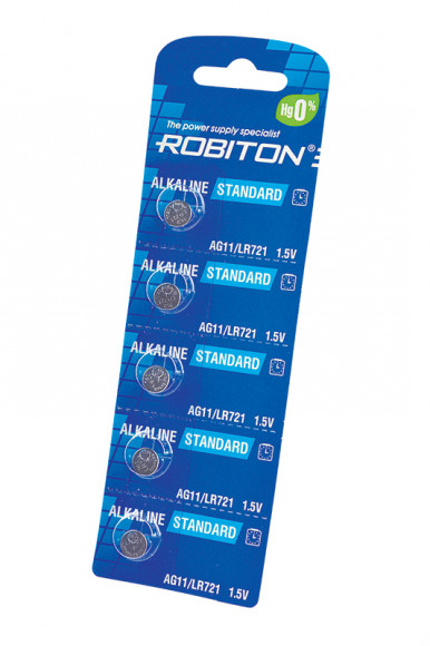 Батарейка (элемент питания) Robiton Standard R-AG11-0-BL5 AG11 (0% Hg) BL5, 1 штука