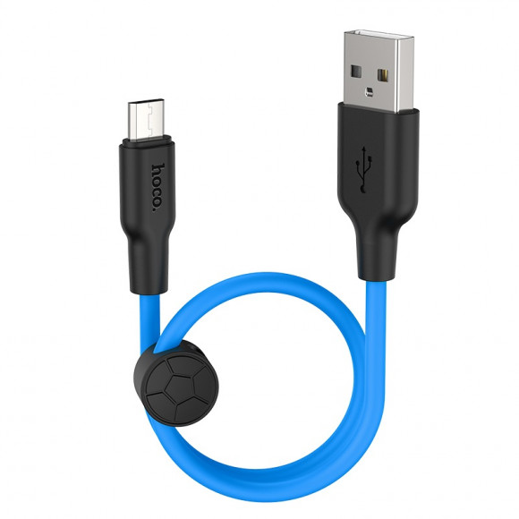 Кабель USB HOCO (X21) Plus microUSB (1м) (черно/синий)