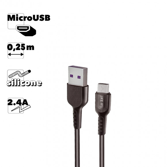 USB Дата-кабель Earldom EC-085M MicroUSB, 0.25 метра, черный