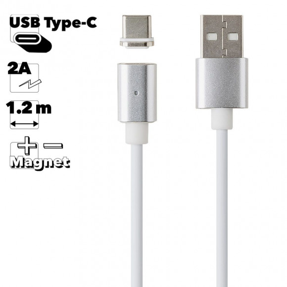 USB Дата-кабель Magnetic Cable магнитный Charge&Sync USB Type-C (белый, коробка)