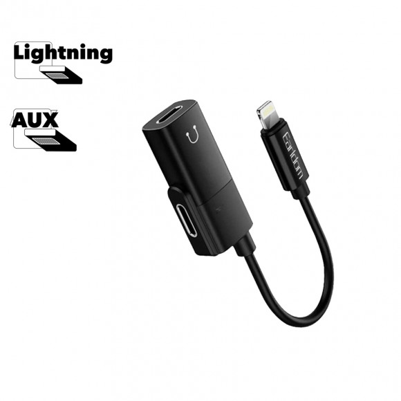 Адаптер Earldom ET-OT56 2 in 1 Lightning Interface 2А (Max), черный