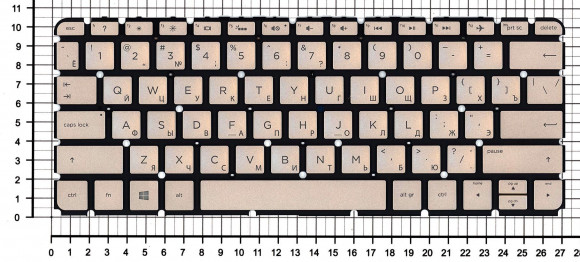 Клавиатура для ноутбука HP Envy 13-d золотистая с подсветкой
