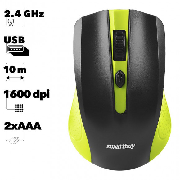 Мышь беспроводная Smartbuy ONE 352 зелено-черная