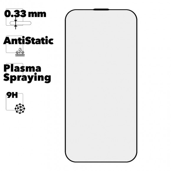 Защитное стекло Mr.cat для iPhone 14 Pro Anti-Static, Plasma Spraying черное (ударопрочное)