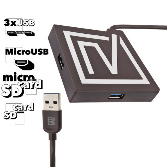 USB Хаб REMAX Rhyden Series 3U Hub RU-U7(3.0) 3 порта (черный)