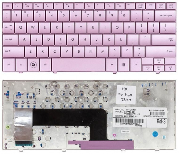 Клавиатура для ноутбука HP Compaq Mini 110, 110с розовая