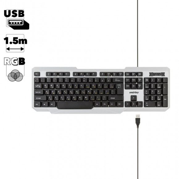 Клавиатура проводная с подсветкой SmartBuy One 333 USB, бело-черная