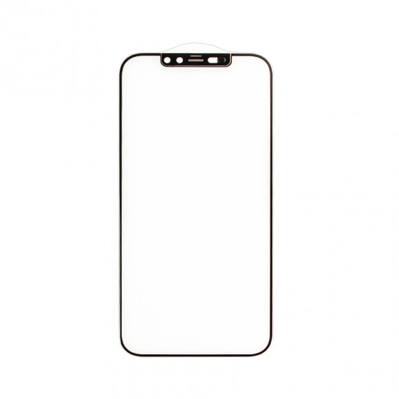 Защитное стекло Hidden Lock для Apple iPhone 12 Pro Max с блок. окна фронтальной камеры (черная рамка)