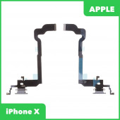 Системный разъем (разъем зарядки) для Apple iPhone X c микрофоном, белый