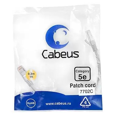Патч-корд F/UTP Cabeus PC-FTP-RJ45-Cat.5e-0.3m