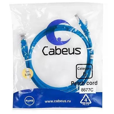 Патч-корд U/UTP Cabeus PC-UTP-RJ45-Cat.6-1m-BL
