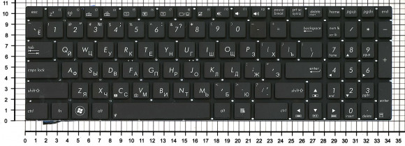 Клавиатура для ноутбука Asus N56, N56V, черная с белой подсветкой