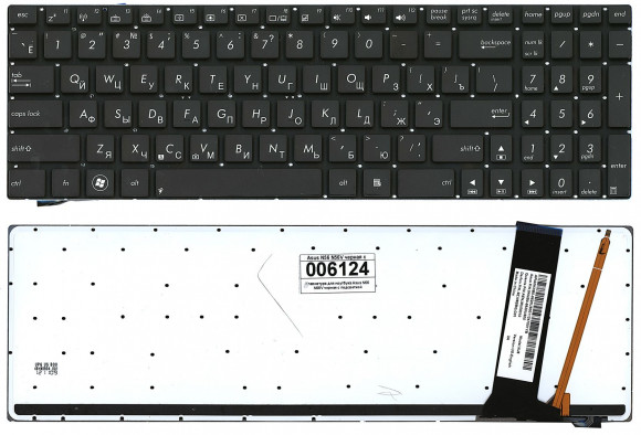 Клавиатура для ноутбука Asus N56, N56V, черная с белой подсветкой Клавиатура для ноутбука Asus N56, N56V, черная с белой подсветкой