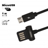 USB кабель Remax Waist Drum Series Cable RC-082m MicroUSB круглый пластиковые разьемы, черный USB кабель Remax Waist Drum Series Cable RC-082m MicroUSB круглый пластиковые разьемы, черный