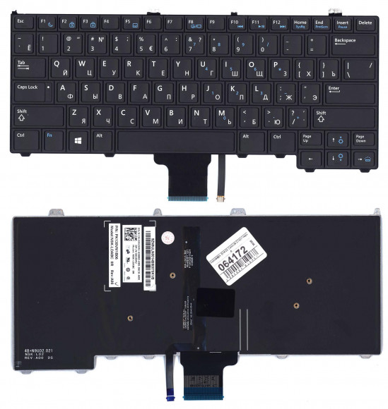 Клавиатура для ноутбука Dell Latitude E7420, черная с подсветкой без указателя