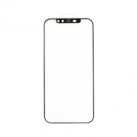 Защитное стекло Hidden Lock для Apple iPhone 12, 12 Pro с блок. окна фронтальной камеры (черная рамка)