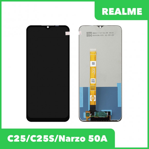 LCD дисплей для Realme C25, C25S, Narzo 50A в сборе с тачскрином (черный) Premium Quality