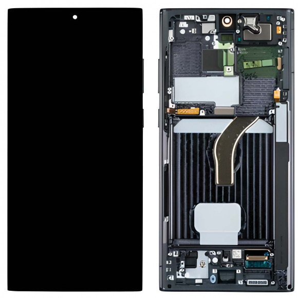 Дисплей для Samsung S908B Galaxy S22 Ultra в рамке + тачскрин (черный) 100%