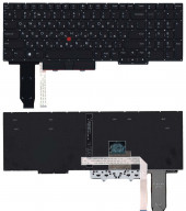 Клавиатура для ноутбука Lenovo Thinkpad E15, черная, с подсветкой и указателем Клавиатура для ноутбука Lenovo Thinkpad E15, черная, с подсветкой и указателем