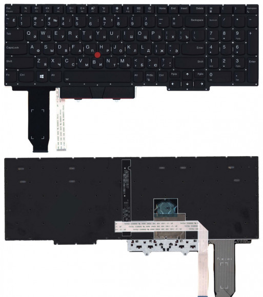 Клавиатура для ноутбука Lenovo Thinkpad E15, черная, с подсветкой и указателем