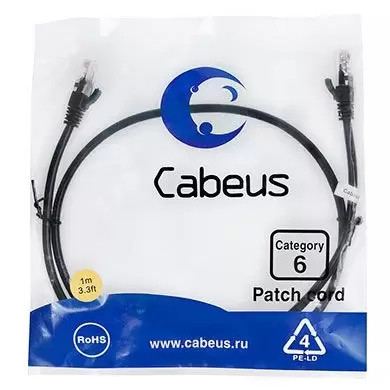 Патч-корд U/UTP Cabeus PC-UTP-RJ45-Cat.6-1m-BK