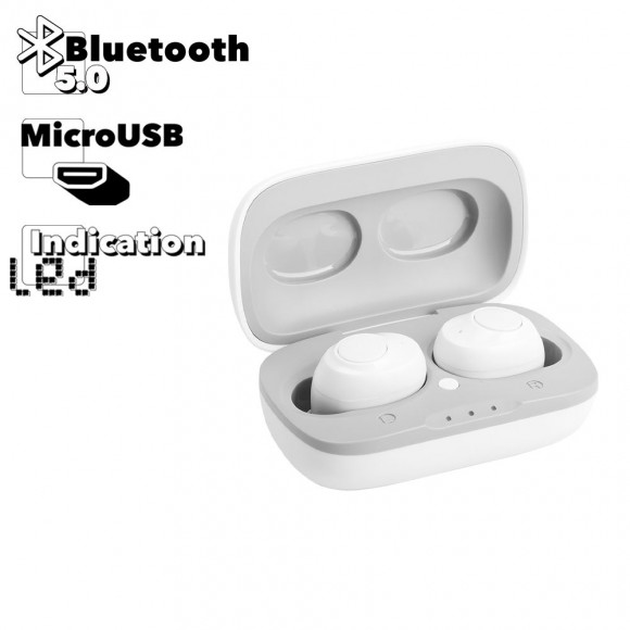 TWS Bluetooth гарнитура вставная стерео WK-TWS Wireless Earphone V21, белая