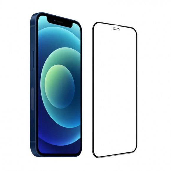 Защитное стекло для iPhone 12, 12 Pro (6.1) (черный) тех пак