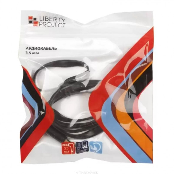 Аудиокабель "LP" плоский, 1 метр (черный, европакет) Аудиокабель "LP" плоский, 1 метр (черный, европакет)