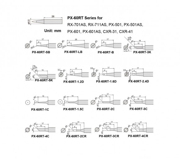 Жало для паяльника Goot PX 60RT-SB (d6.5x26mm) Жало для паяльника Goot PX 60RT-SB (d6.5x26mm)