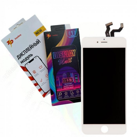 дисплей в сборе с тачскрином ZeepDeep PREMIUM для iPhone 6S plus, белый + прокладка-абсорбер