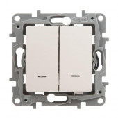 Выключатель двухклавишный с подсветкой 10AX винт. зажимы ETIKA, бежевый 672304