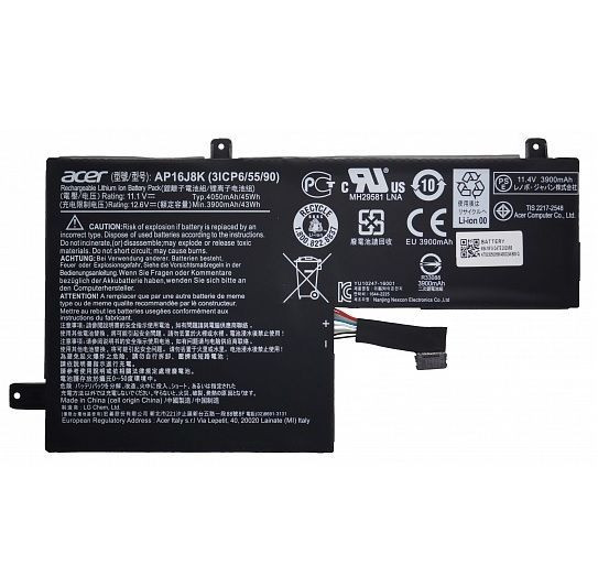 Аккумулятор (батарея) AP16J8K для ноутбука Acer ChromeBook 11 N7 C731, 45Вт, 4050мАч, 11.1В