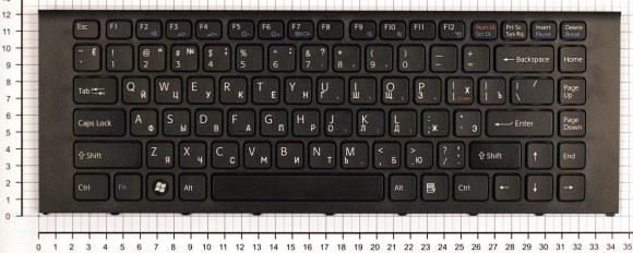 Клавиатура для ноутбука ноутбука Sony Vaio VPC-EA, черная c черной рамкой