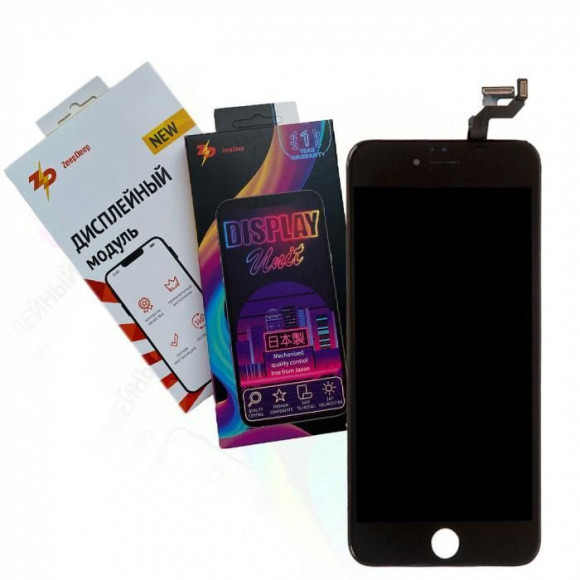 дисплей в сборе с тачскрином ZeepDeep PREMIUM для iPhone 6S plus, черный + прокладка-абсорбер