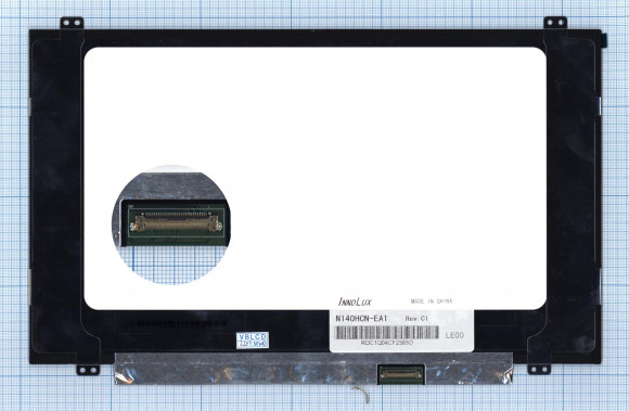 Матрица N140HCN-EA1 rev. C1 с креплениями, 14", 1920x1080 (Full HD), 40pin, LED, Slim, матовая, уши вверх/вниз