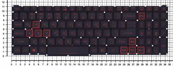 Клавиатура для ноутбука Acer Nitro 5 AN515-54, черная с красной подсветкой (стрелки в рамке)