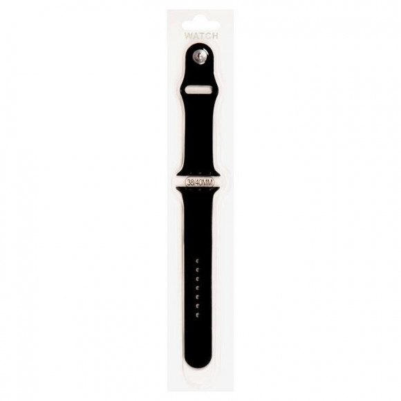 Силиконовый ремешок для Apple Watch 38/40мм (18), черный, на кнопке
