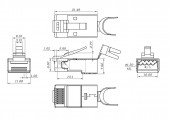 PLUG-8P8C-UV-C6-TW-SH-10 Разъем RJ-45(8P8C), кат6 (50 µ"/ 50 микродюймов), экрани, универс(для одножил/многожил кабеля), для толстых жил 1.35-1.5 мм PLUG-8P8C-UV-C6-TW-SH-10 Разъем RJ-45(8P8C), кат6 (50 µ"/ 50 микродюймов), экрани, универс(для одножил/многожил кабеля), для толстых жил 1.35-1.5 мм