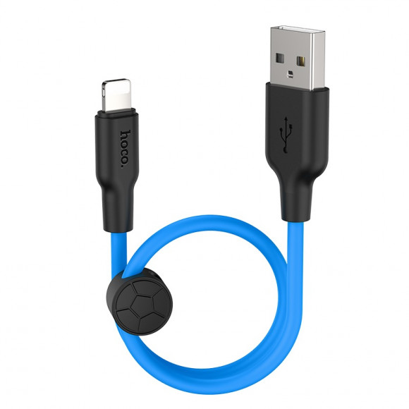 Кабель USB HOCO (X21) Plus для iPhone Lightning 8 pin (1м) (черно/синий)