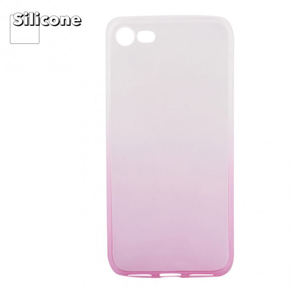 Силиконовая крышка "LP" для Apple iPhone 7, 8 (градиент прозрачный, розовый) (коробка)