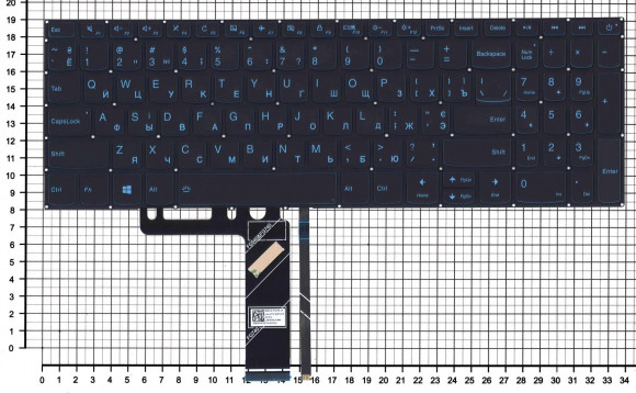 Клавиатура для ноутбука Lenovo IdeaPad L340-15, черная с голубой подсветкой