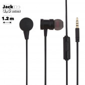 Гарнитура "LP" Rod 3.5 мм. вставная металлическая с кнопкой ответа (черная/коробка)