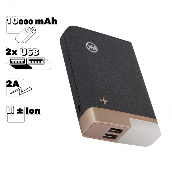 Внешний АКБ WK General WP-012 10000 mAh, 2хUSB, 2А, Li-Ion (черный)