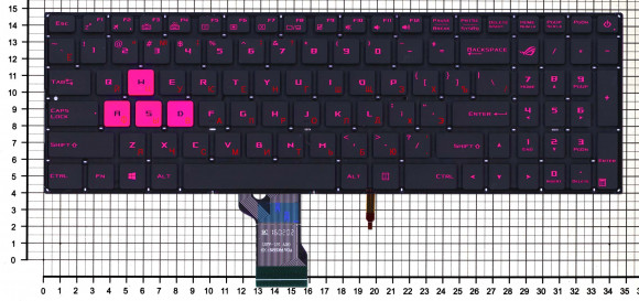Клавиатура для ноутбука Asus ROG GL502VM, черная без рамки с фиолетовой подсветкой